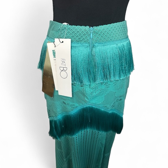 NWT PatBO fringe & lace teal green maxi skirt crochet | size 4 - Picture 2 of 6